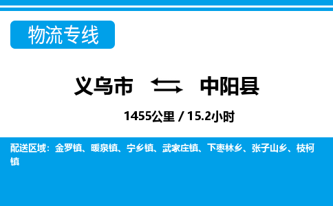 义乌市到中阳县物流专线-义乌市至中阳县货运公司