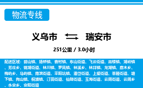 义乌市到瑞安市物流专线-义乌市至瑞安市货运公司