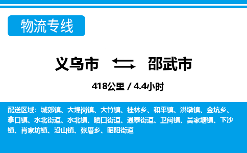 义乌市到邵武市物流专线-义乌市至邵武市货运公司