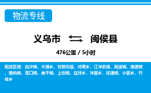 义乌市到闽侯县物流专线-义乌市至闽侯县货运公司