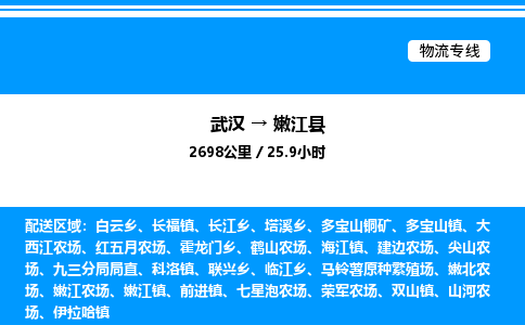 武汉到嫩江县物流专线-武汉至嫩江县货运公司