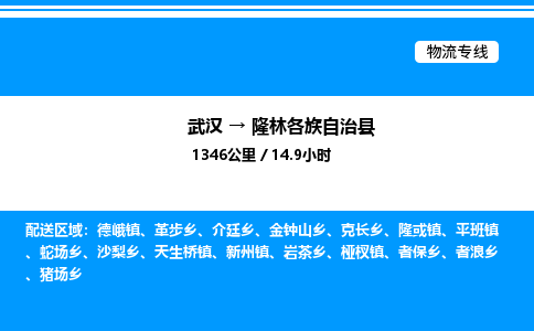 武汉到隆林县物流专线-武汉至隆林县货运公司