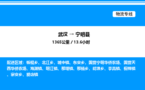 武汉到宁明县物流专线-武汉至宁明县货运公司