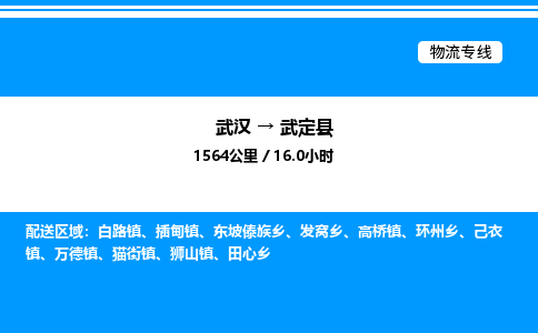 武汉到武定县物流专线-武汉至武定县货运公司