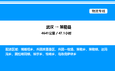 武汉到策勒县物流专线-武汉至策勒县货运公司