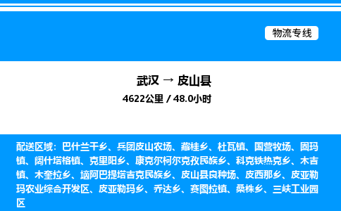 武汉到皮山县物流专线-武汉至皮山县货运公司