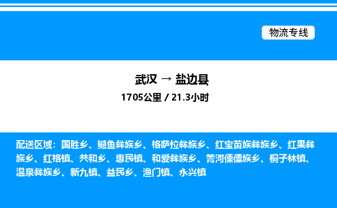 武汉到盐边县物流专线-武汉至盐边县货运公司