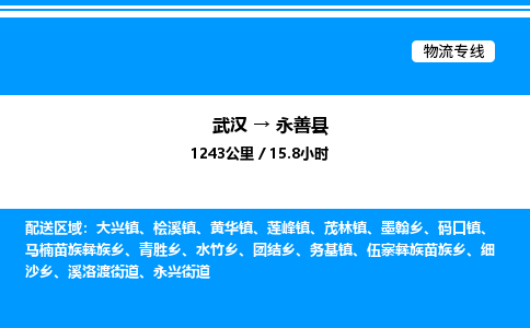 武汉到永善县物流专线-武汉至永善县货运公司